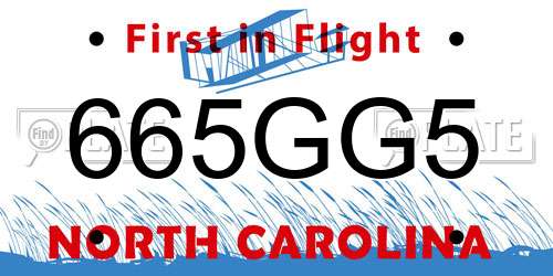 665GG5 North Carolina License Plate
