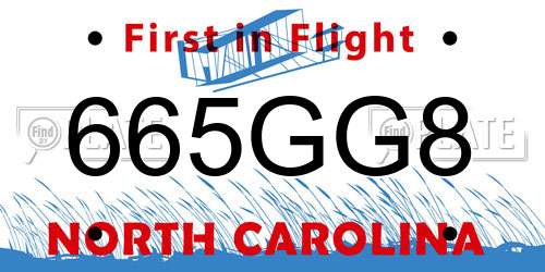 665GG8 North Carolina License Plate