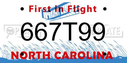 667T99 North Carolina License Plate