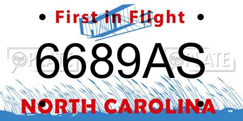 6689AS North Carolina License Plate