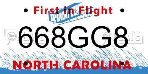 668GG8 North Carolina License Plate