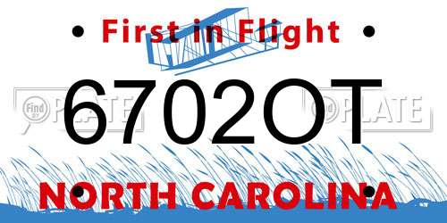 6702OT North Carolina License Plate
