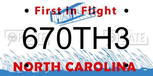 670TH3 North Carolina License Plate