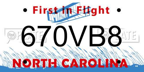 670VB8 North Carolina License Plate