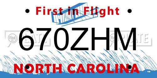 670ZHM North Carolina License Plate