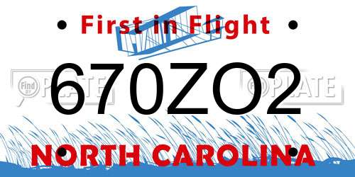 670ZO2 North Carolina License Plate