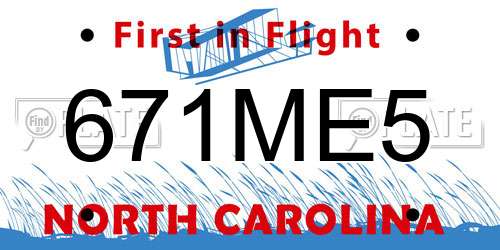 671ME5 North Carolina License Plate