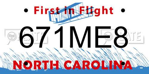 671ME8 North Carolina License Plate