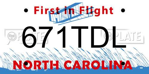 671TDL North Carolina License Plate
