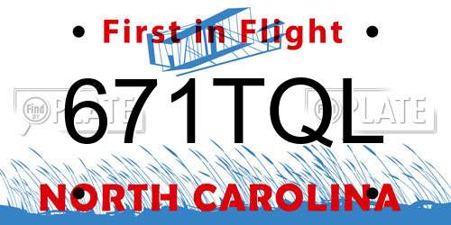 671TQL North Carolina License Plate