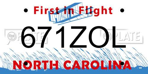 671ZOL North Carolina License Plate