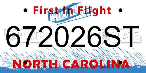 672026ST North Carolina License Plate