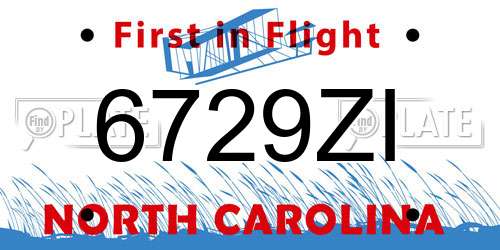 6729ZI North Carolina License Plate
