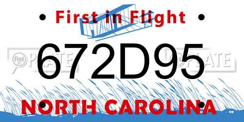 672D95 North Carolina License Plate