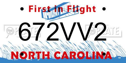 672VV2 North Carolina License Plate