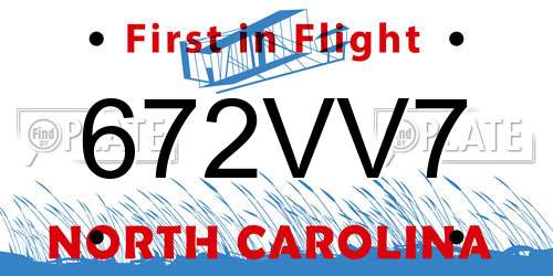 672VV7 North Carolina License Plate