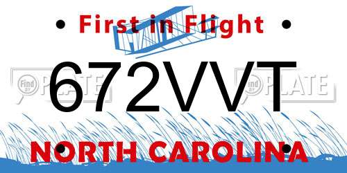 672VVT North Carolina License Plate