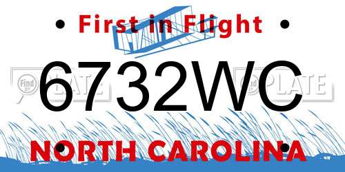 6732WC North Carolina License Plate