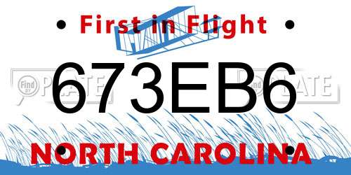 673EB6 North Carolina License Plate