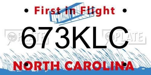 673KLC North Carolina License Plate