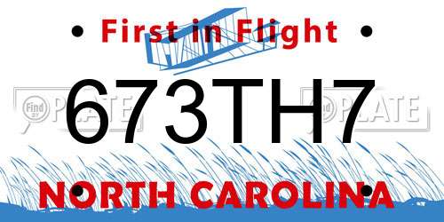 673TH7 North Carolina License Plate