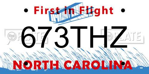 673THZ North Carolina License Plate