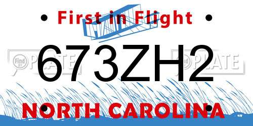 673ZH2 North Carolina License Plate