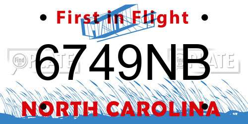 6749NB North Carolina License Plate