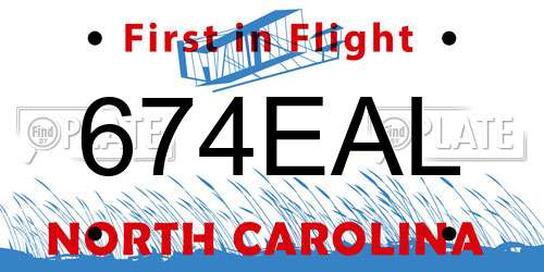 674EAL North Carolina License Plate