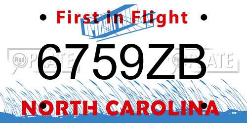 6759ZB North Carolina License Plate