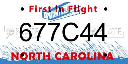 677C44 North Carolina License Plate