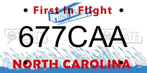 677CAA North Carolina License Plate