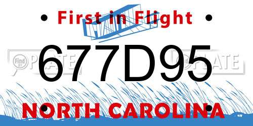 677D95 North Carolina License Plate