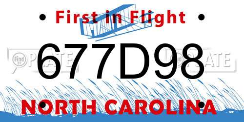677D98 North Carolina License Plate