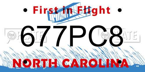 677PC8 North Carolina License Plate