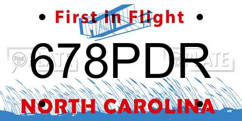 678PDR North Carolina License Plate