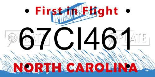 67CI461 North Carolina License Plate