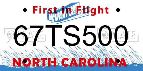 67TS500 North Carolina License Plate