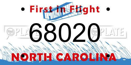 68020 North Carolina License Plate