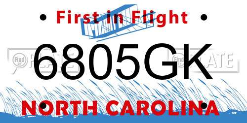 6805GK North Carolina License Plate