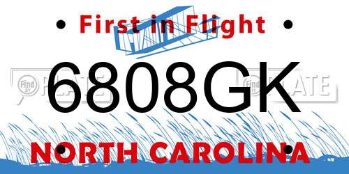 6808GK North Carolina License Plate