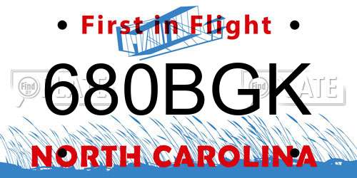 680BGK North Carolina License Plate