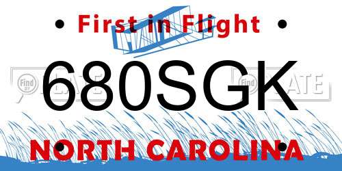 680SGK North Carolina License Plate