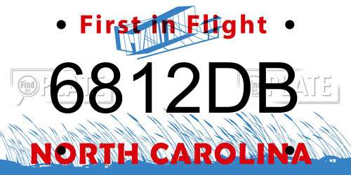 6812DB North Carolina License Plate