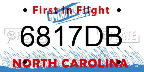 6817DB North Carolina License Plate