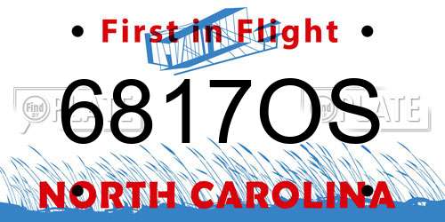 6817OS North Carolina License Plate