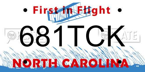 681TCK North Carolina License Plate