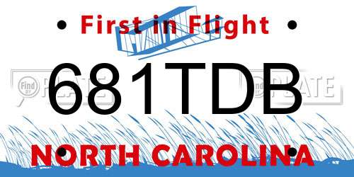 681TDB North Carolina License Plate