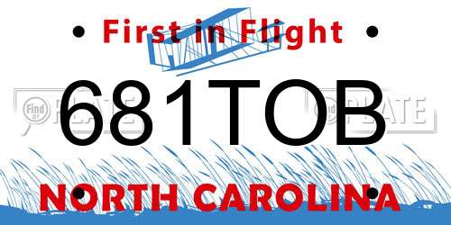 681TOB North Carolina License Plate