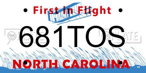 681TOS North Carolina License Plate